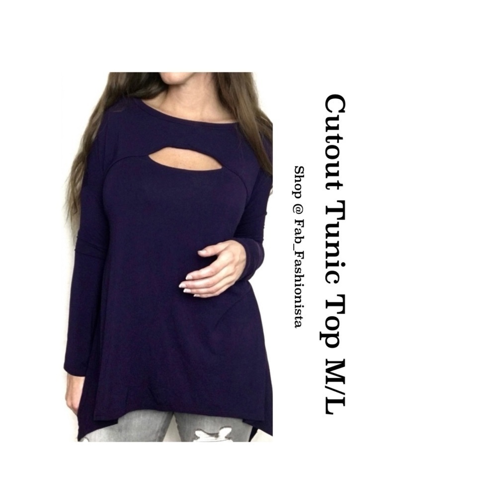 💰 Eggplant cut out tunic top blouse M L
